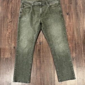 Cremieux Premium Jeans Mens 36x30 Straight Leg Denim Olive Wash Pants